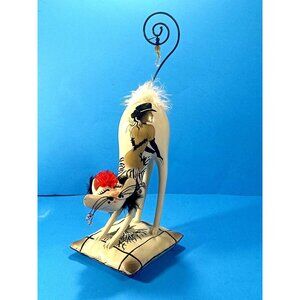 Fanciful Feline Parisienne Cat Figurine Jewelry Hanger Boudoir Decor French Lady